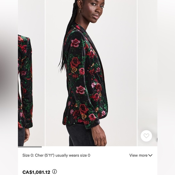 L'Agence Chamberlain Vintage Bouquet Velvet Blazer (size 0) - Picture 8 of 13